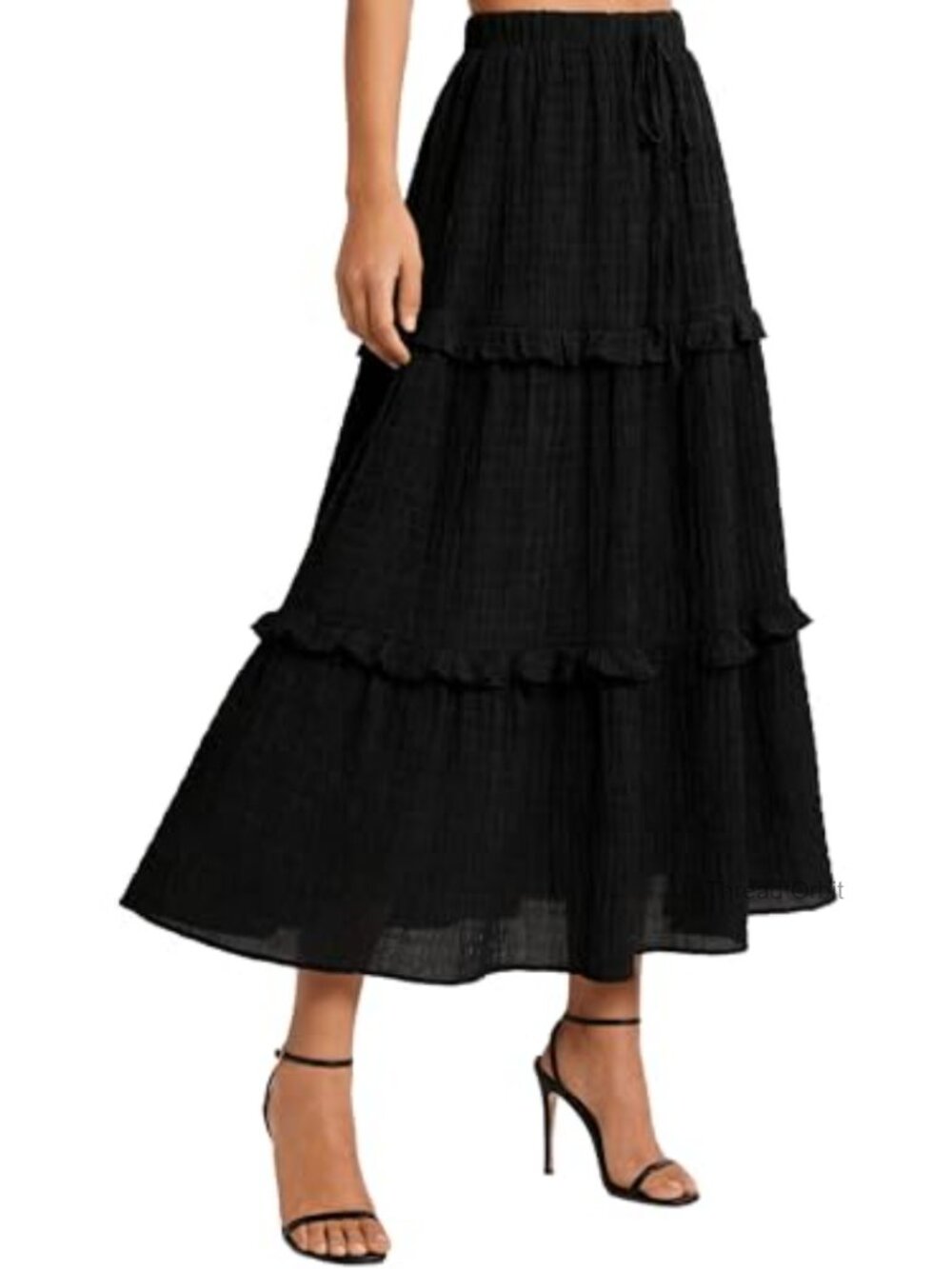 Boho Renaissance Maxi Skirt Flowy A-Line Three-Layer Ruffle Cosplay